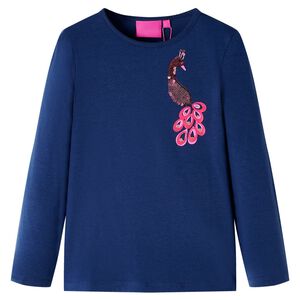 vidaXL Lang&aelig;rmet T-shirt til b&oslash;rn str. 104 marinebl&aring;