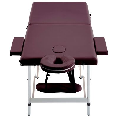vidaXL sammenfoldeligt massagebord med aluminiumsstel 2 zoner lilla
