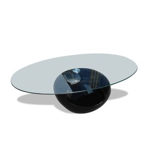 vidaXL sofabord med oval bordplade i glas h&oslash;jglans hvid