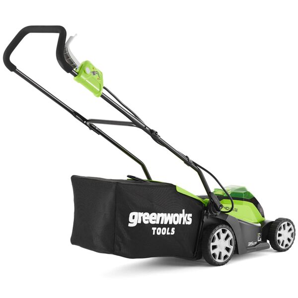 Greenworks pl&aelig;neklipper med 2 x 40 V 2 Ah batteri GD40LM35 2501907UC