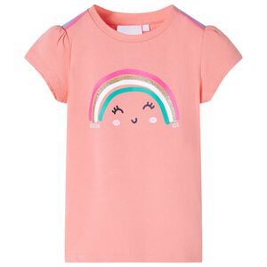 T-shirt til b&oslash;rn str. 116 lys koralfarve