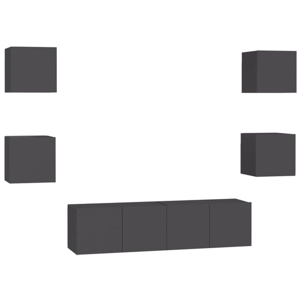 vidaXL tv-skabss&aelig;t 6 dele konstrueret tr&aelig; gr&aring;