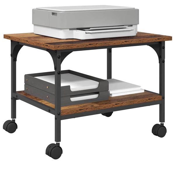 vidaXL Printerstand Gammelt tr&aelig; 50 x 40 x 38 cm Konstrueret tr&aelig;