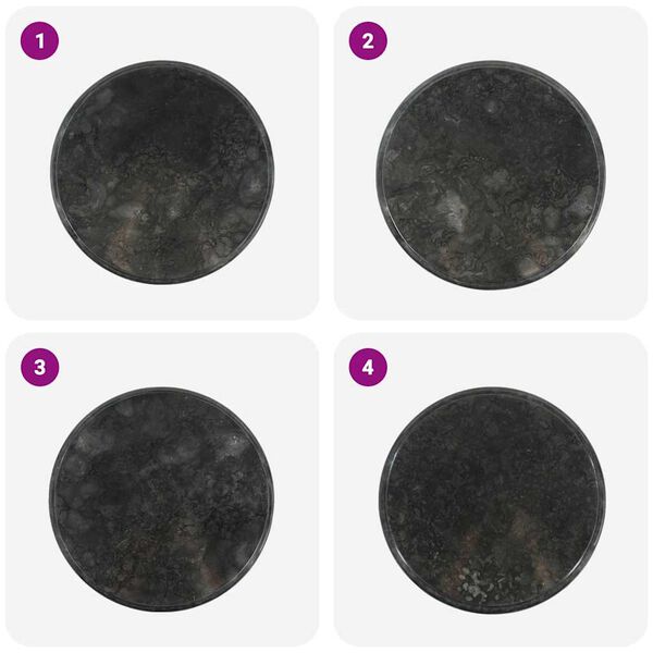 vidaXL bordplade Ø50x2,5 cm marmor sort