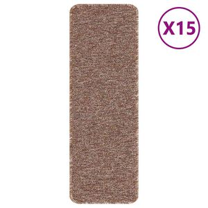 vidaXL Skridsikre Trappem&aring;tter 15 stk. 60 x 25 cm Brun PP Rektangul&aelig;r