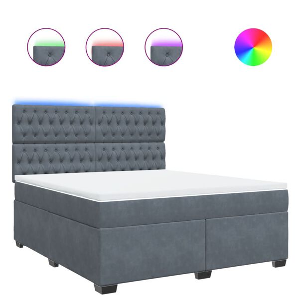 vidaXL kontinentalseng med madras 180x200 cm fl&oslash;jl m&oslash;rkegr&aring;