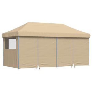 vidaXL foldbart pop-up festtelt med 4 sidev&aelig;gge beige