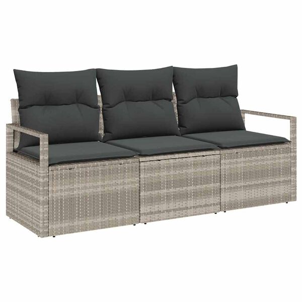 vidaXL Sofa S&aelig;t 3 pcs Lysegr&aring; polyrattan