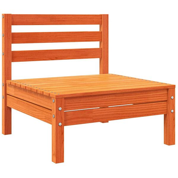 vidaXL hjørnemodul med hynder uden armlæn massivt fyrretræ gyldenbrun