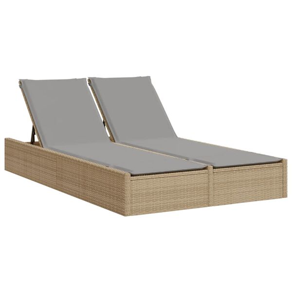 vidaXL solseng med hynder polyrattan beige