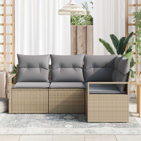 vidaXL Sofa S&aelig;t 4 pcs Beige polyrattan