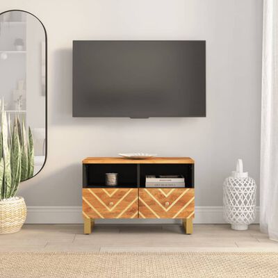 vidaXL tv-bord 70x33,5x46 cm massivt mangotræ brun og sort