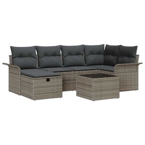 vidaXL Havesofa S&aelig;t med pude med opbevaring 7 pcs Poly rattan