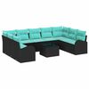 vidaXL Havesofa S&aelig;t 10 stk. Sort og turkis polyrattan