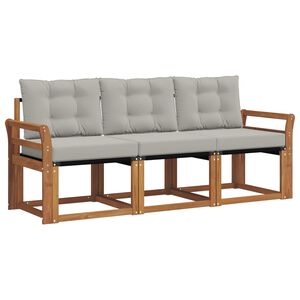 vidaXL Udend&oslash;rs sofagruppe med pude 3 pcs Naturlig og Lys Gr&aring;