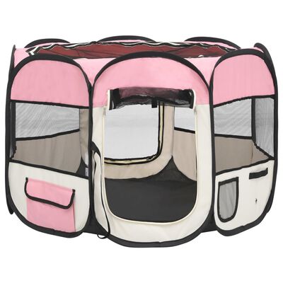 vidaXL foldbar hundegård med bæretaske 90x90x58 cm pink