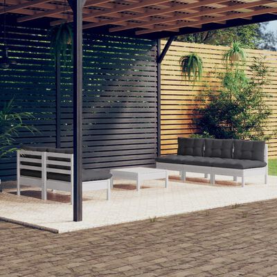 vidaXL loungesæt til haven 6 dele med antracitgrå hynder fyrretræ