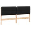 vidaXL Polstret sengegavl Brun og sort 180 cm Massiv fyrretr&aelig;
