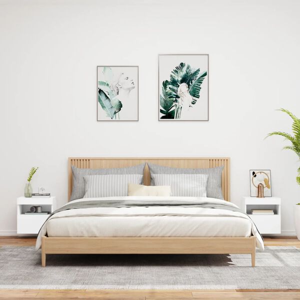 vidaXL væghængte tv-borde 2 stk. med LED-lys 40x30x40 cm hvid