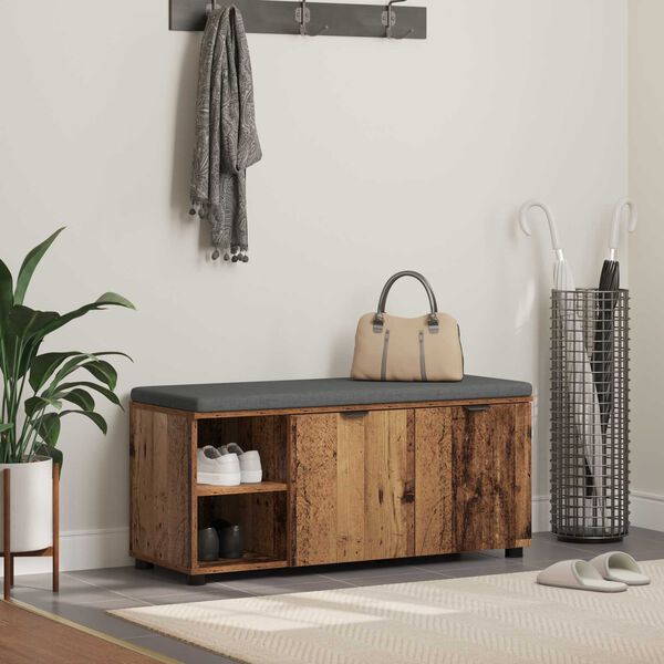 vidaXL Hallb&aelig;nk Gammelt tr&aelig; 100 x 38 x 46 cm Kunstigt tr&aelig; og stof