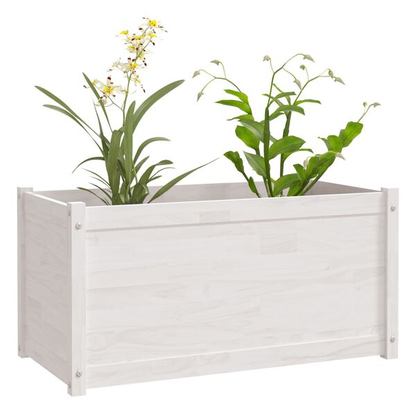 vidaXL plantekasser 2 stk. 100x50x50 cm massivt fyrretr&aelig; hvid