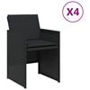 vidaXL havestole med hynder 4 stk. polyrattan sort