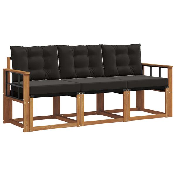 vidaXL Udend&oslash;rs sofagruppe med pude 3 pcs Naturlig og sort