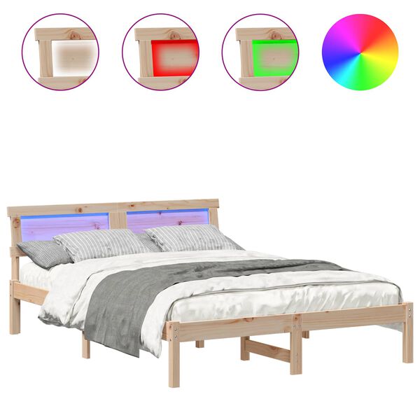 vidaXL Sengestel med hovedg&aelig;rde Brun 120 x 190 cm Massiv fyrretr&aelig;