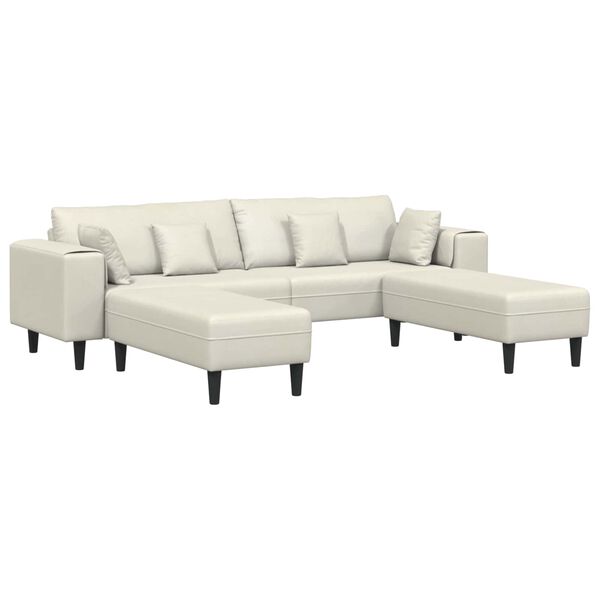 vidaXL Sofa med pude 3 pcs Creme Fl&oslash;jl