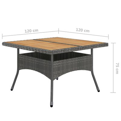 vidaXL spisebordssæt til haven 9 dele polyrattan og akacietræ grå