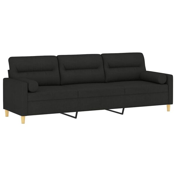 vidaXL 3-personers sofa med puder og hynder 210 cm stof sort