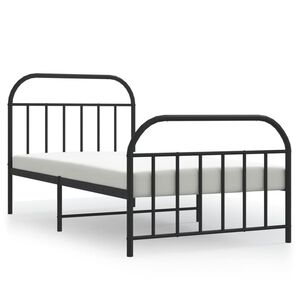 vidaXL sengeramme med sengegavl og fodg&aelig;rde 107x203 cm metal sort