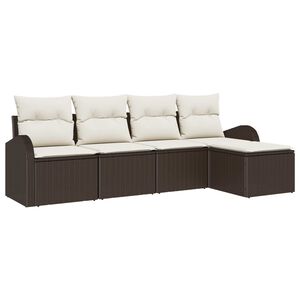 vidaXL Sofa S&aelig;t med pude med opbevaring 5 pcs Brun og hvid polyrattan