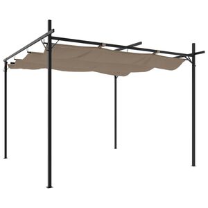 vidaXL pergola med sammenrulleligt tag 295x292x230 cm gr&aring;brun