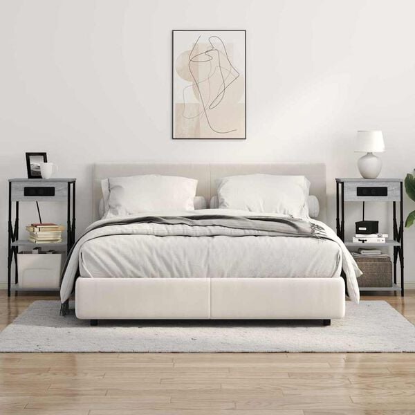 vidaXL Natskab med hylde Gr&aring; Sonoma 41 x 31 x 76 cm Konstrueret tr&aelig;