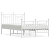 vidaXL sengeramme med sengegavl og fodg&aelig;rde 135x190 cm metal hvid