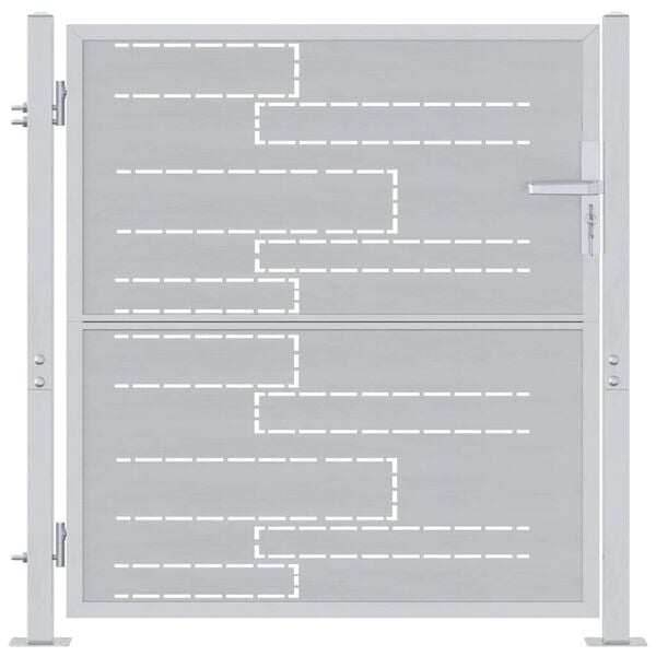 vidaXL Haveport med lås Sølv 96 x 100 cm Rustfrit stål