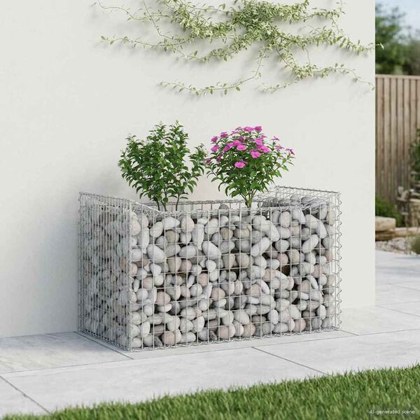 vidaXL Gabion h&oslash;jbed S&oslash;lv 50 x 100 x 60 cm Galvaniseret st&aring;l