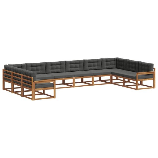 vidaXL Udend&oslash;rs sofagruppe med pude 10 pcs Naturlig og Antracit