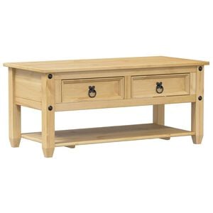 vidaXL sofabord med skuffer Corona 100x48x45 cm massivt fyrretr&aelig;