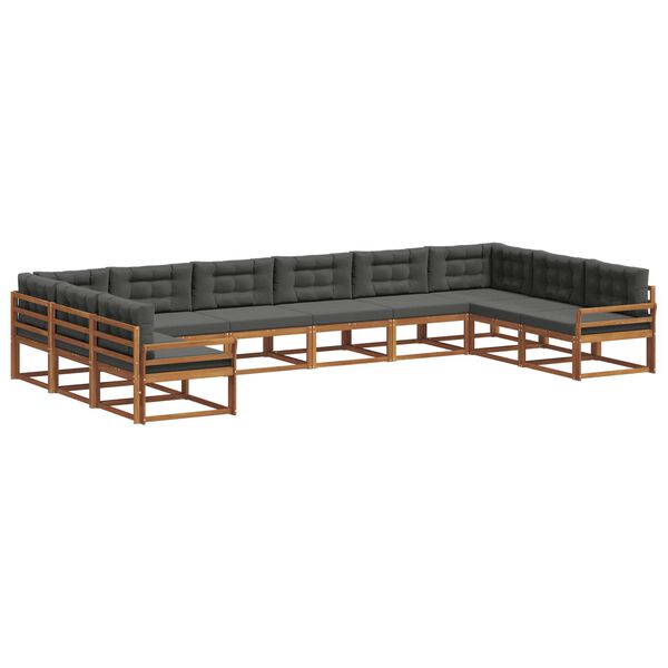 vidaXL Udend&oslash;rs sofagruppe med pude 10 pcs Naturlig og Antracit