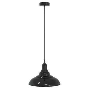 vidaXL pendellampe højdejusterbar E27 Ø 31 cm metal glans sort