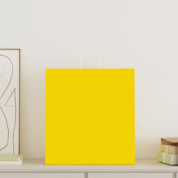 vidaXL papirposer 50 stk. med h&aring;ndtag 45x17x48 cm gul