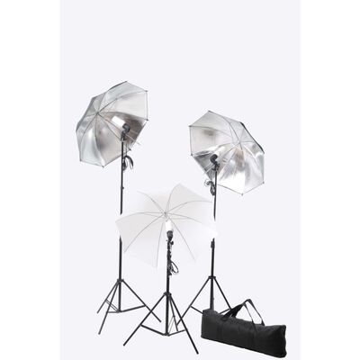 vidaXL fotostudiesæt med lampesæt + baggrund og reflektor