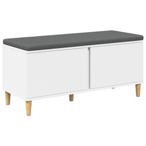 vidaXL Hallb&aelig;nk med pude Hvid 100 x 38 x 46 cm Kunstigt tr&aelig; og stof