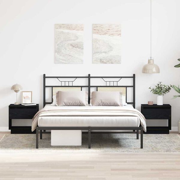 vidaXL Natbord 2 pcs Sort eg 45 x 34 x 44 cm Konstrueret træ