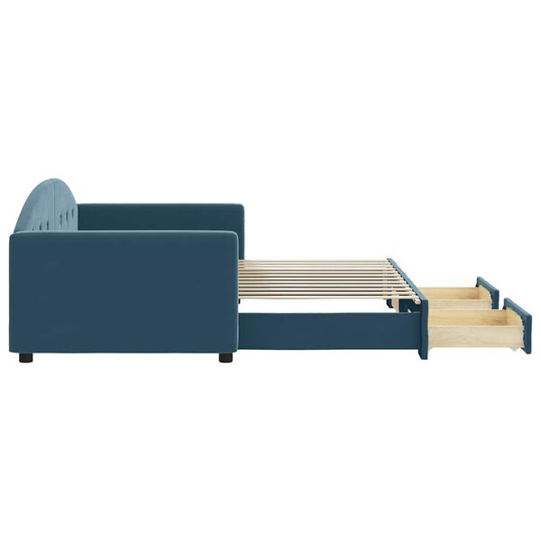 vidaXL daybed med udtr&aelig;k og skuffer 90x200 cm velour bl&aring;
