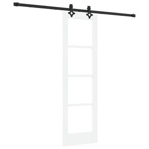 vidaXL Skyded&oslash;r Hvid 61 x 198,5 cm Massivt fyrretr&aelig; og glas