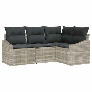 vidaXL Sofa S&aelig;t med pude 4 pcs Lysegr&aring; polyrattan