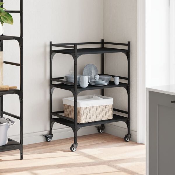 vidaXL køkkenvogn 50x35x75,5 cm konstrueret træ sort